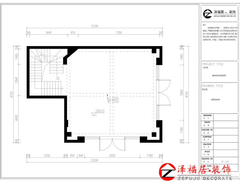 翰林美筑私人会所一楼原始结构图